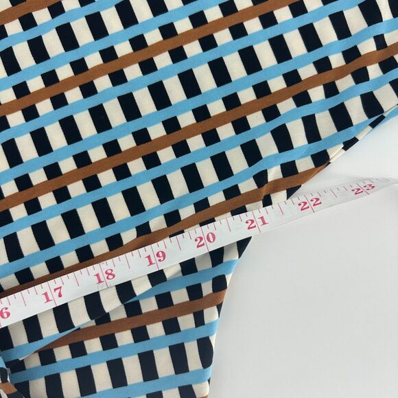 J. McLaughlin Wrap Top Womens XS Blue Brown Geometric Print Blouse Stretchy Soft - Picture 11 of 12